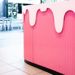 Italy Corian Pink Bar Counter Ice Cream Design Style Display Counters