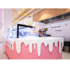 Italy Corian Pink Bar Counter Ice Cream Design Style Display Counters