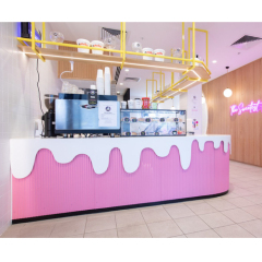Italy Corian Pink Bar Counter Ice Cream Design Style Display Counters