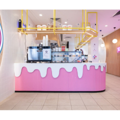 Italy Corian Pink Bar Counter Ice Cream Design Style Display Counters