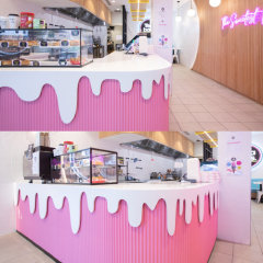 Italy Corian Pink Bar Counter Ice Cream Design Style Display Counters