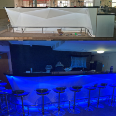 Black Corian Counter Top Led Diamond Shape Bar Counters and Chairs