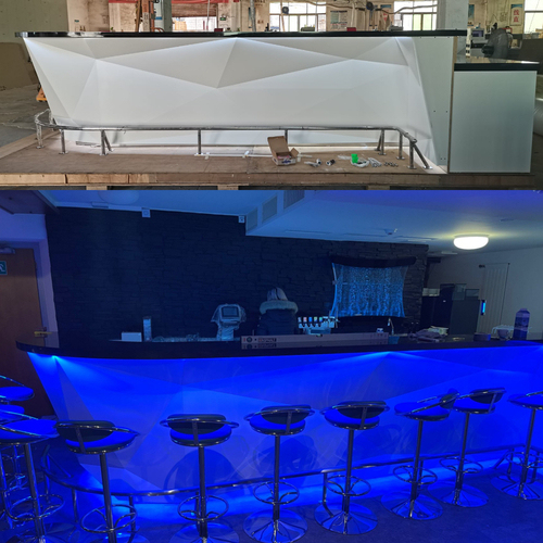 Black Corian Counter Top Led Diamond Shape Bar Counters and Chairs