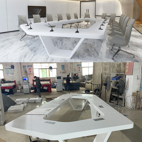 Portugal Design White Stone Pentagonal Conference Table Chairs