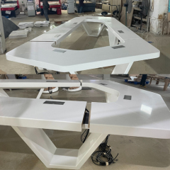 Portugal Design White Stone Pentagonal Conference Table Chairs