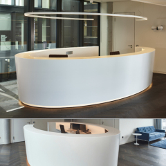 Solid Surface Circular Museum Center Reception Desk Counter with LED