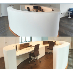 Solid Surface Circular Museum Center Reception Desk Counter with LED