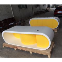 Solid Surface CEO Boss Office Desk Table Sets with Back Cupboard