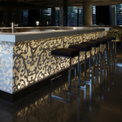 Top Rank Corian Cafe Counters LED Buffet Bar Counter and Chairs