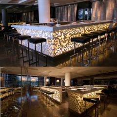 Top Rank Corian Cafe Counters LED Buffet Bar Counter and Chairs