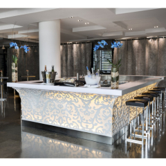Top Rank Corian Cafe Counters LED Buffet Bar Counter and Chairs