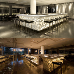 Top Rank Corian Cafe Counters LED Buffet Bar Counter and Chairs