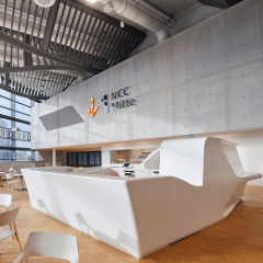 Korian Solid Surface Science Museum Reception Desk Information Counters