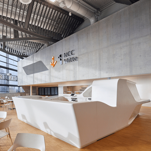 Korian Solid Surface Science Museum Reception Desk Information Counters