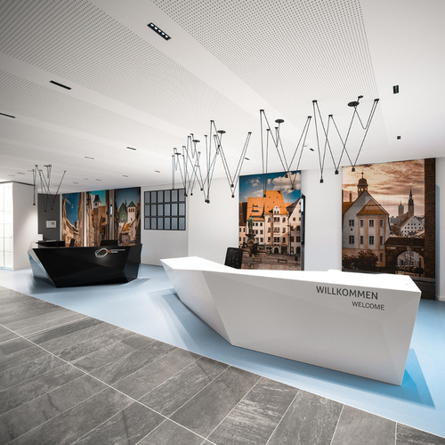 Kiosk Design Corian Reception Desk Royal Style Front Stone Counters