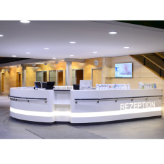Hospital Clinic Ada Reception Desk LED Solid Surface Front Counter