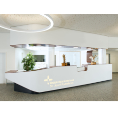 Hospital Clinic Ada Reception Desk LED Solid Surface Front Counter