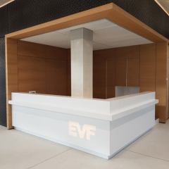 ISO 9001 Certificated Half Round Solid Surface Reception Desk Counters