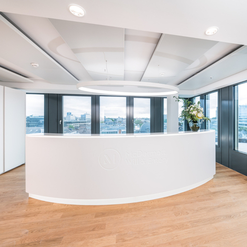 ISO 9001 Certificated Half Round Solid Surface Reception Desk Counters