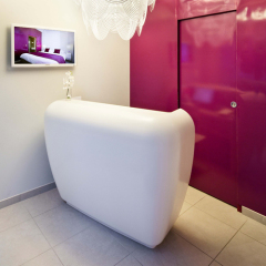 ISO 9001 Certificated Half Round Solid Surface Reception Desk Counters