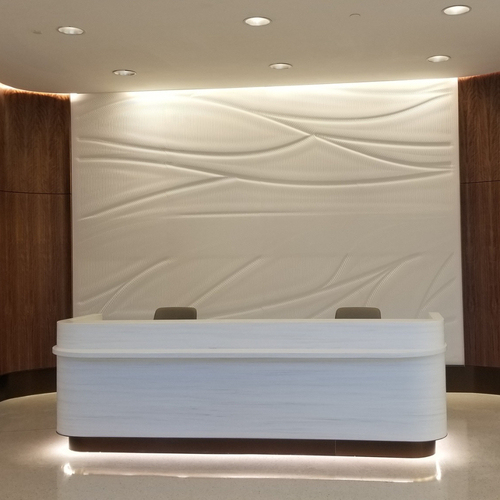 Two Person Office Reception Table Glacier White Front Corian Desk