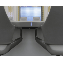 Oval Boat Shape Corian Conference Table Chairs with HDMI Plugs