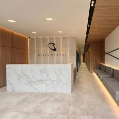 Clerk Interview Front Reception Desk Corian Marble Clinic Cash Counter
