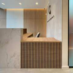 Clerk Interview Front Reception Desk Corian Marble Clinic Cash Counter
