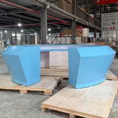 Intelligently Design Gym Center Reception Desk Blue Corian Lobby Counters