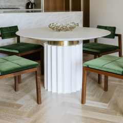 Corian Quartz Stone Extendable Round Dining Table for Home Living Room