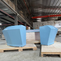 Intelligently Design Gym Center Reception Desk Blue Corian Lobby Counters