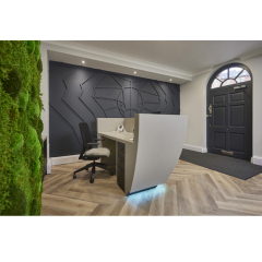 Boat Shape Front Desk Reception Counter Gray Corian Office Furniture