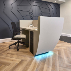 Boat Shape Front Desk Reception Counter Gray Corian Office Furniture