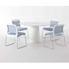 Round Solid Surface Dining Table Top Luxury Trumpet Shape Base