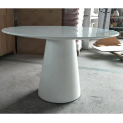 Round Solid Surface Dining Table Top Luxury Trumpet Shape Base