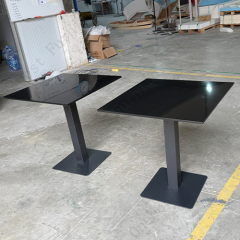 UK Black Corian Dining Table Square Snack Food Furniture with Iron Base