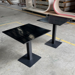 UK Black Corian Dining Table Square Snack Food Furniture with Iron Base