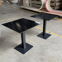 UK Black Corian Dining Table Square Snack Food Furniture with Iron Base