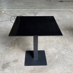 UK Black Corian Dining Table Square Snack Food Furniture with Iron Base