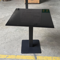 UK Black Corian Dining Table Square Snack Food Furniture with Iron Base