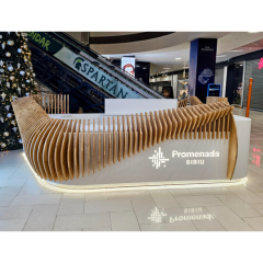 Shopping Market Solid Wood and Corian U Shaped Reception Desk Counter