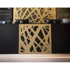 Black and Gold ADA Front Corian Reception Desk Modern Computer Table