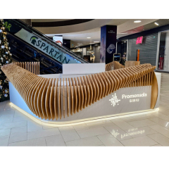Shopping Market Solid Wood and Corian U Shaped Reception Desk Counter