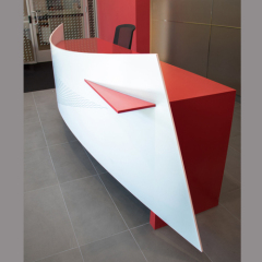 DuPont Design White and Red Corian Office Front Reception Desk Chair