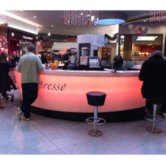 Round Himacs Solid Surface Coffee Bar Counter Led Buffet Bar Table
