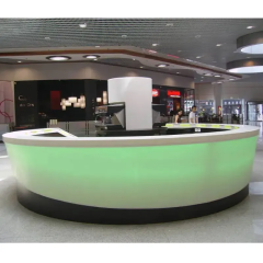 Round Himacs Solid Surface Coffee Bar Counter Led Buffet Bar Table