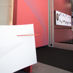 DuPont Design White and Red Corian Office Front Reception Desk Chair