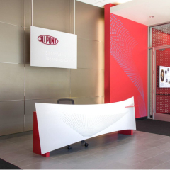 DuPont Design White and Red Corian Office Front Reception Desk Chair