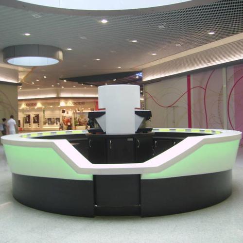 Round Himacs Solid Surface Coffee Bar Counter Led Buffet Bar Table