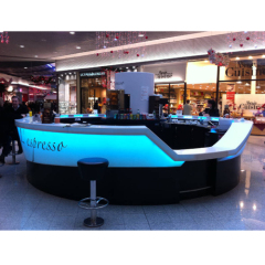 Round Himacs Solid Surface Coffee Bar Counter Led Buffet Bar Table